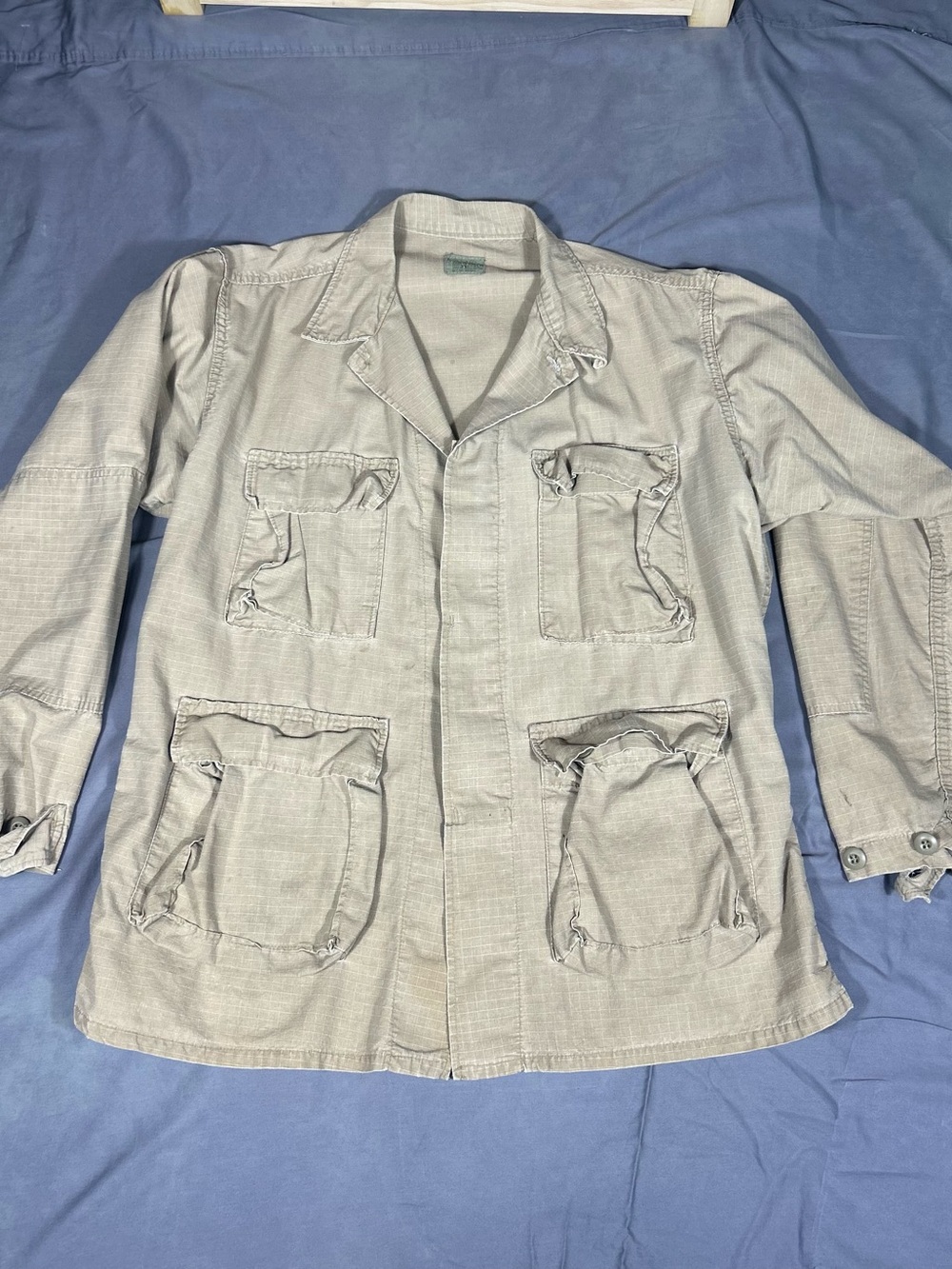 Men's Khaki Utility Jacket - Casual Pocket Front Coat